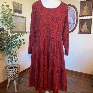 Torrid • Red & Black Marled Long Sleeve Knit Babydoll Dress • Size 1x 14/16